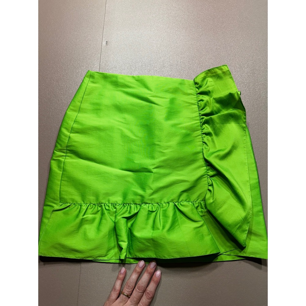 Sandro NWT Marlene Mini Skirt Neon Green Ruffle Vert Fluo SFPJU00781 XS